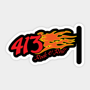 413 with Flames Sticker